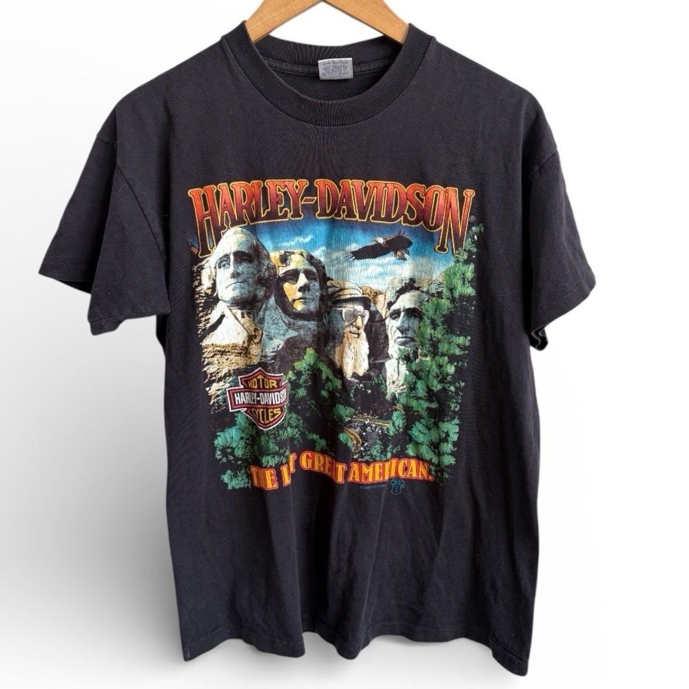 Vintage 1988 Harley-Davidson T-Shirt Mt Rushmore USA MAde Men's Large